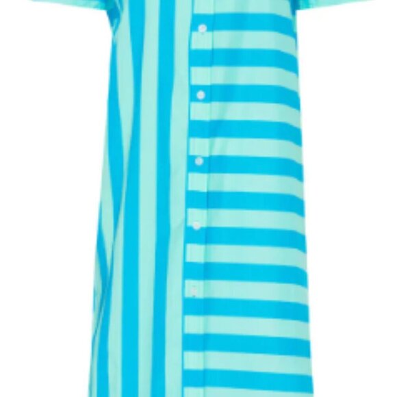 SOLID & STRIPED Oxford Tunic Maxi Aqua and White Striped - Size M - Picture 5 of 7